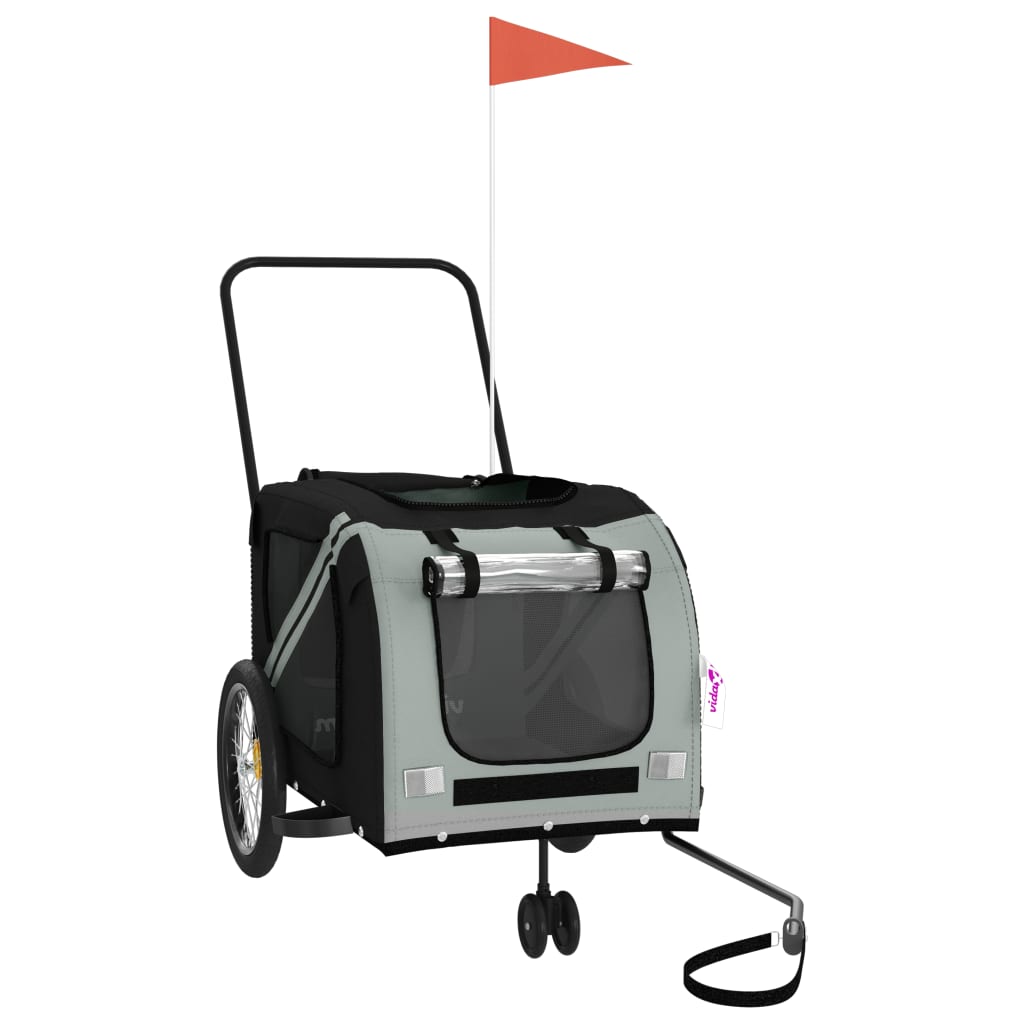 Τρέιλερ Ποδηλάτου Κατοικίδιων Γκρι/Μαύρο Ύφασμα Oxford/Σίδηρος