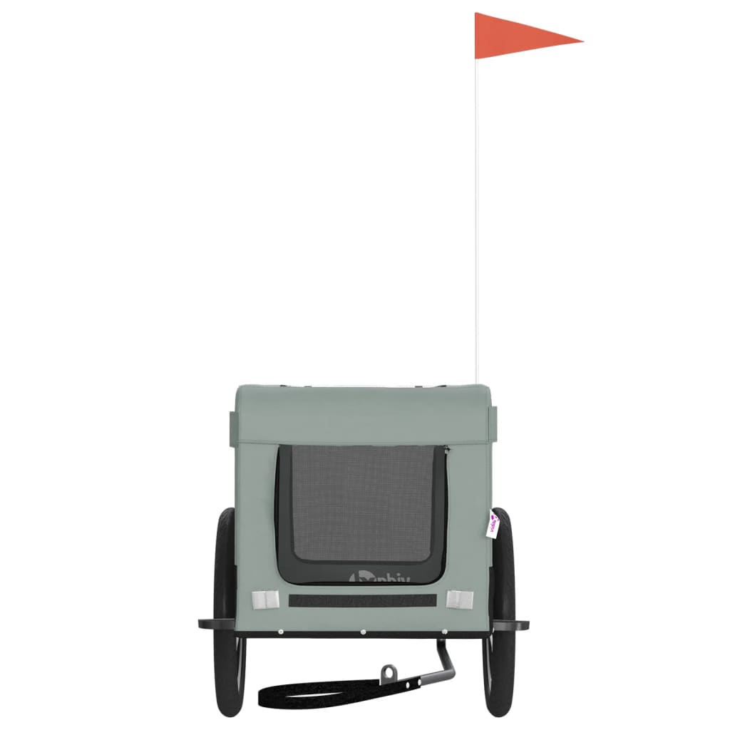 Τρέιλερ Ποδηλάτου Κατοικίδιων Γκρι/Μαύρο Ύφασμα Oxford/Σίδηρος - Pakobazaar