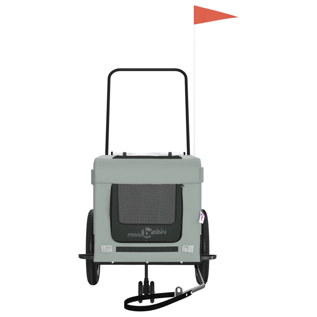 Τρέιλερ Ποδηλάτου Κατοικίδιων Γκρι/Μαύρο Ύφασμα Oxford/Σίδηρος - Pakobazaar