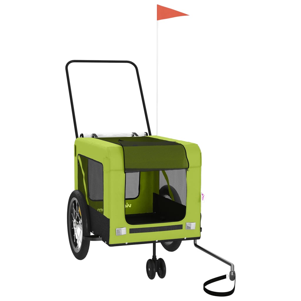 Τρέιλερ Ποδηλάτου Κατοικίδιων Πράσινο/Μαύρο Oxford/Σίδηρος