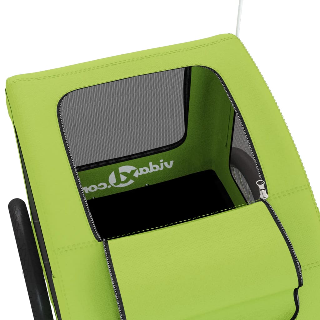 Τρέιλερ Ποδηλάτου Κατοικίδιων Πράσινο Ύφασμα Oxford/Σίδηρο