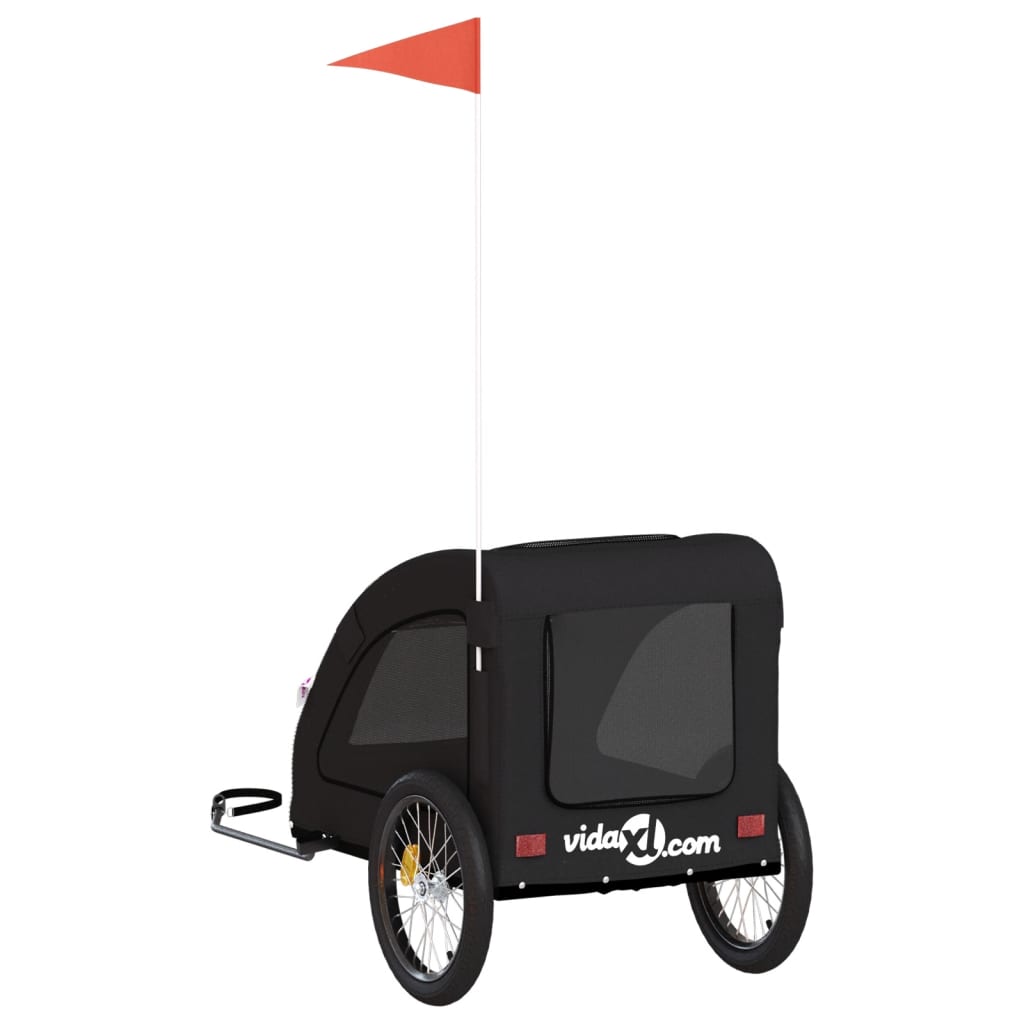 Τρέιλερ Ποδηλάτου Κατοικίδιων Μαύρο Ύφασμα Oxford/Σίδηρος - Pakobazaar