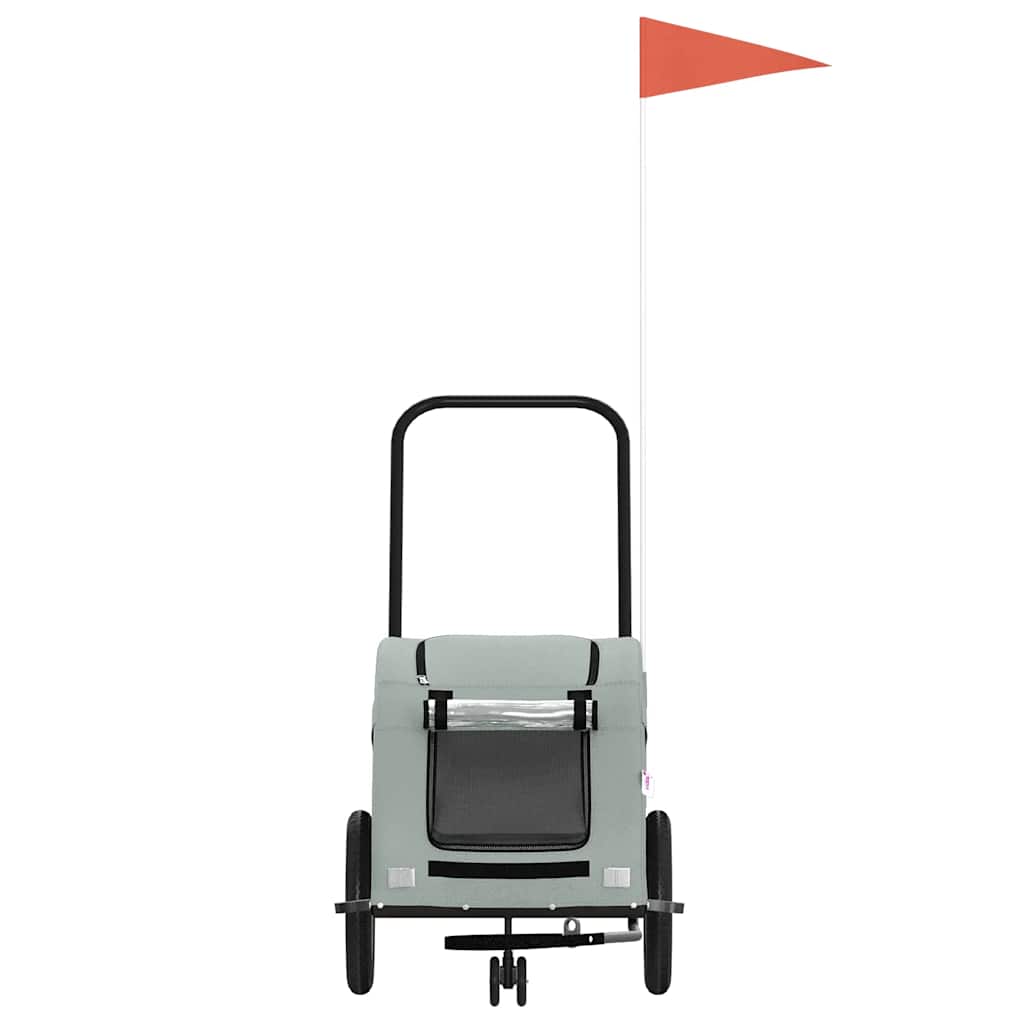 Τρέιλερ Ποδηλάτου Κατοικίδιων Γκρι Ύφασμα Oxford/Σίδηρος