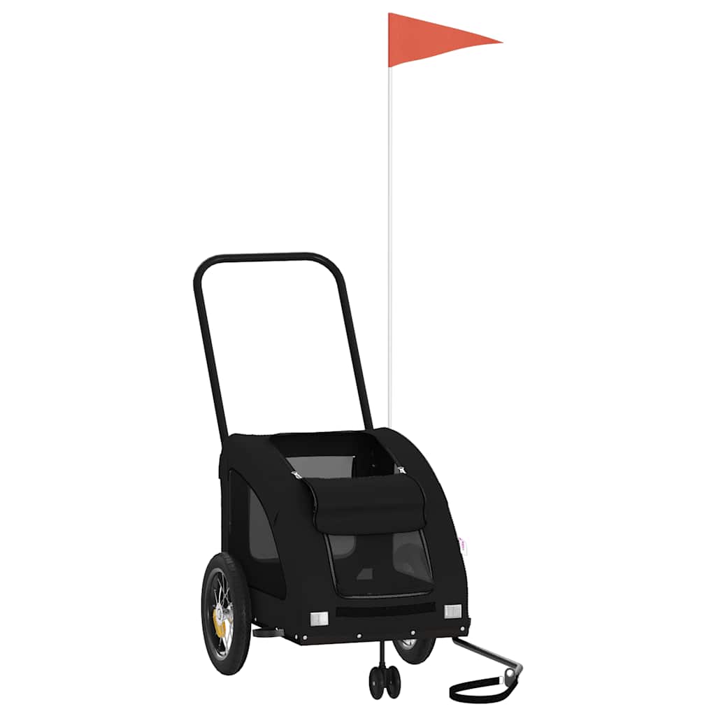 Τρέιλερ Ποδηλάτου Κατοικίδιων Μαύρο Ύφασμα Oxford/Σίδηρος