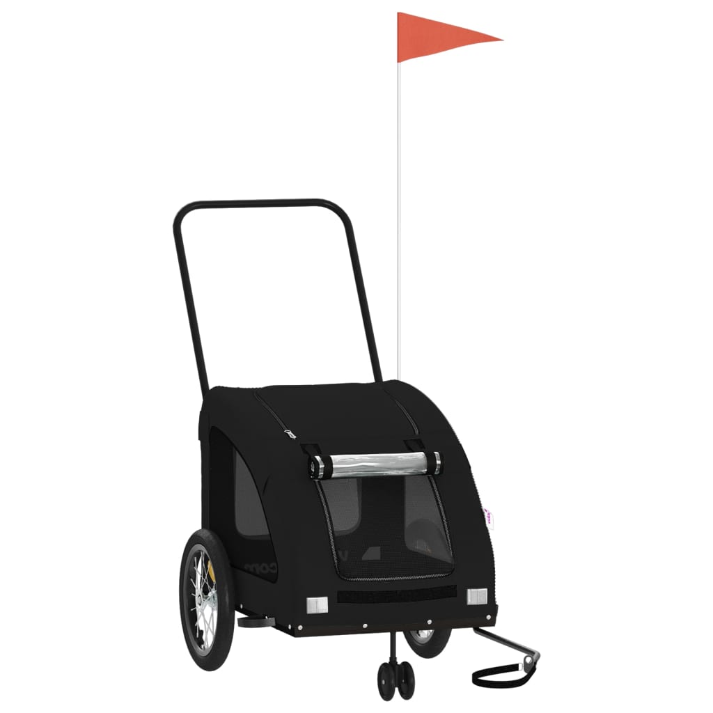 Τρέιλερ Ποδηλάτου Κατοικίδιων Μαύρο Ύφασμα Oxford/Σίδηρος