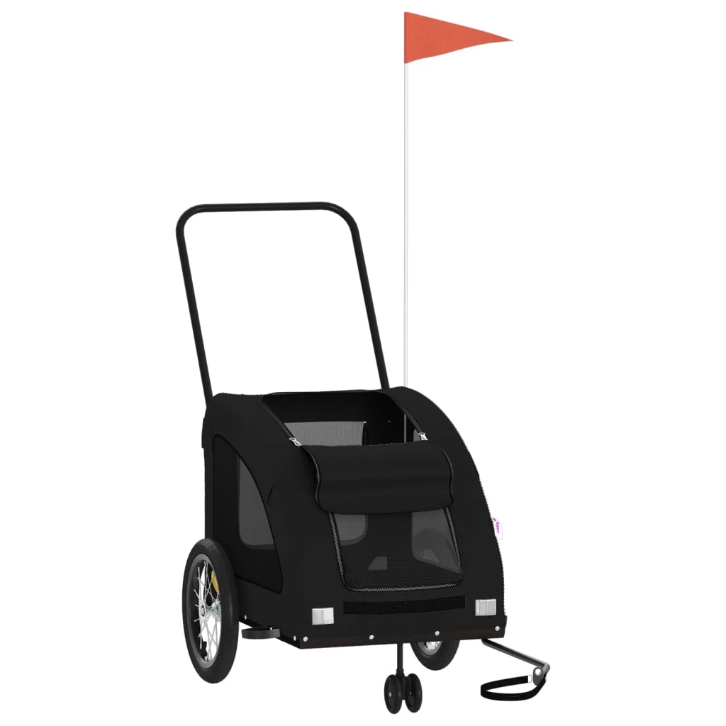 Τρέιλερ Ποδηλάτου Κατοικίδιων Μαύρο Ύφασμα Oxford/Σίδηρος