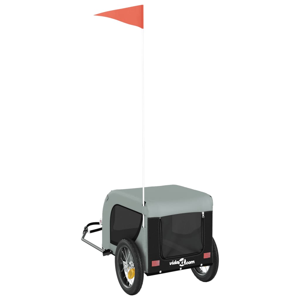 Τρέιλερ Ποδηλάτου Κατοικίδιων Γκρι/Μαύρο Ύφασμα Oxford/Σίδηρος