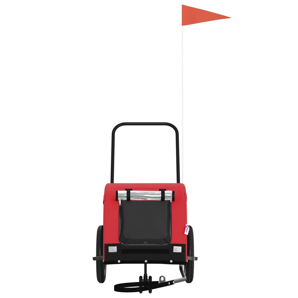 Τρέιλερ Ποδηλάτου Κατοικίδιων Κόκκινο/Μαύρο Oxford/Σίδηρος