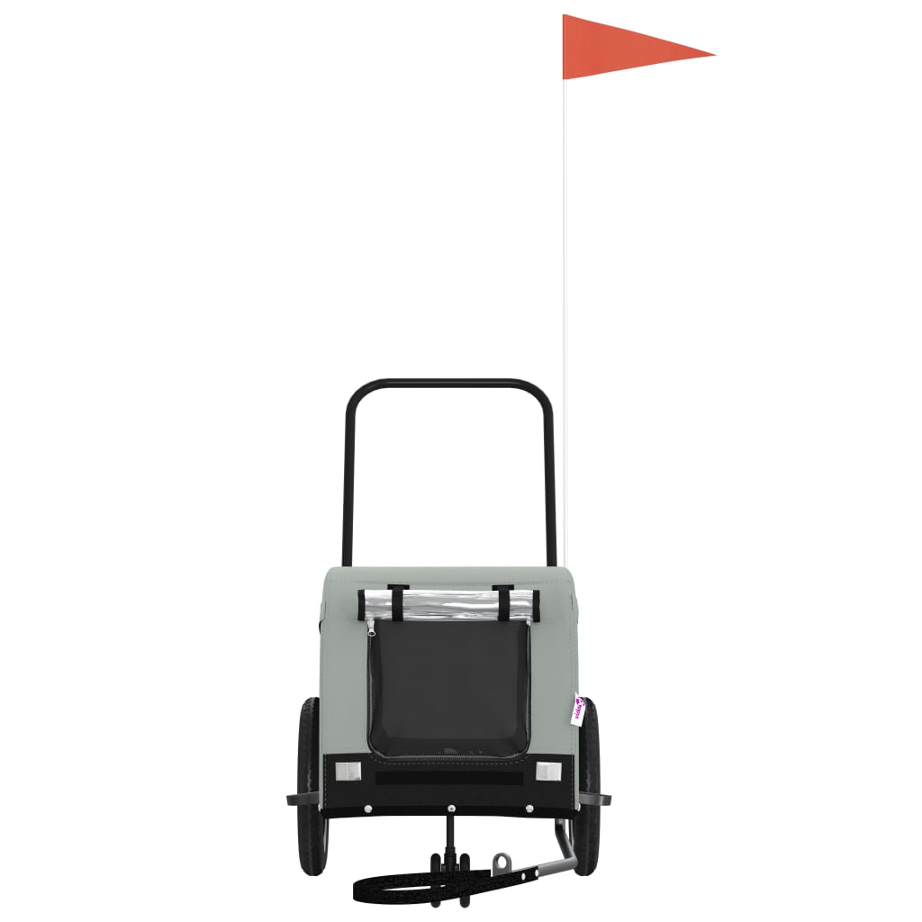 Τρέιλερ Ποδηλάτου Κατοικίδιων Γκρι/Μαύρο Ύφασμα Oxford/Σίδηρος