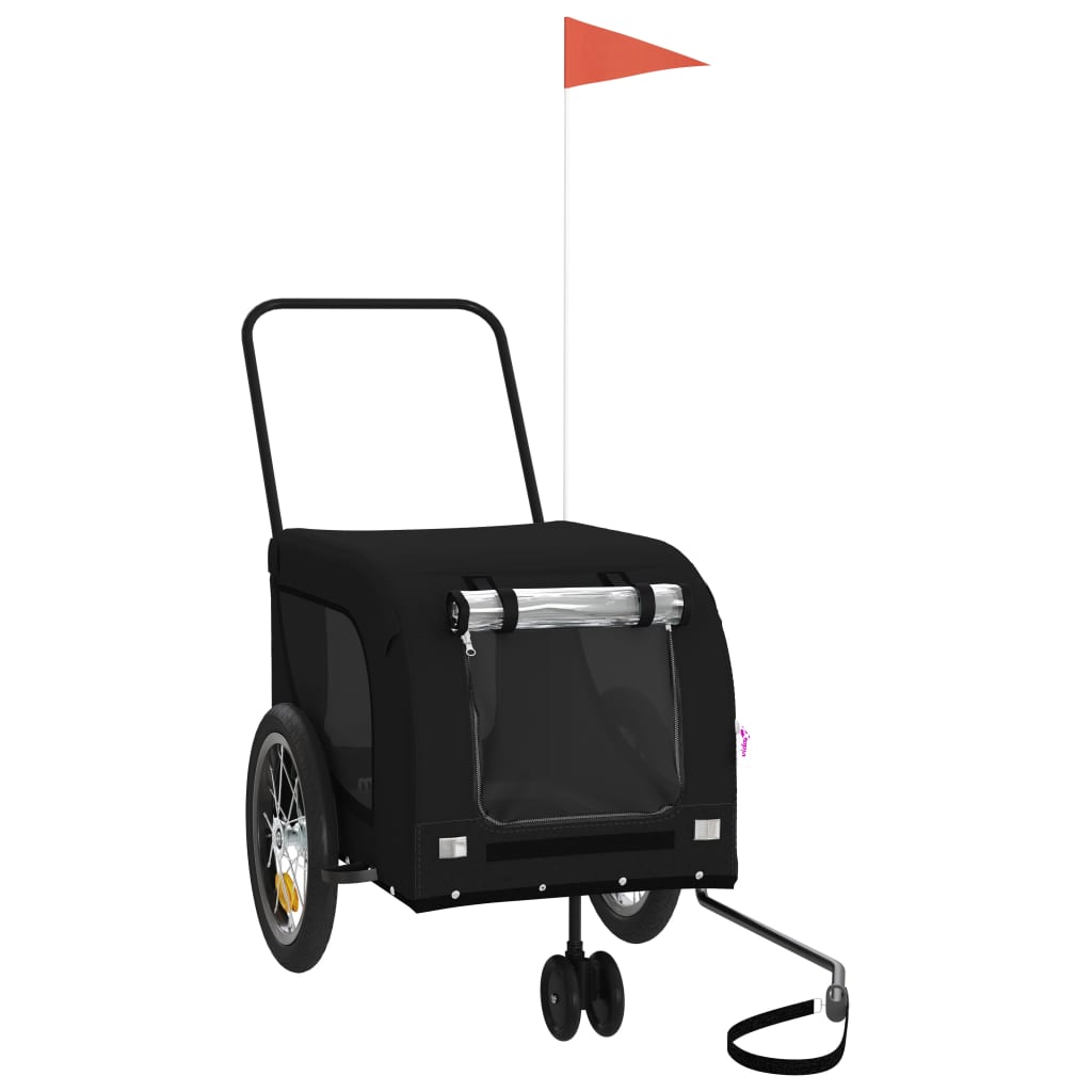 Τρέιλερ Ποδηλάτου Κατοικίδιων Μαύρο Ύφασμα Oxford/Σίδηρος