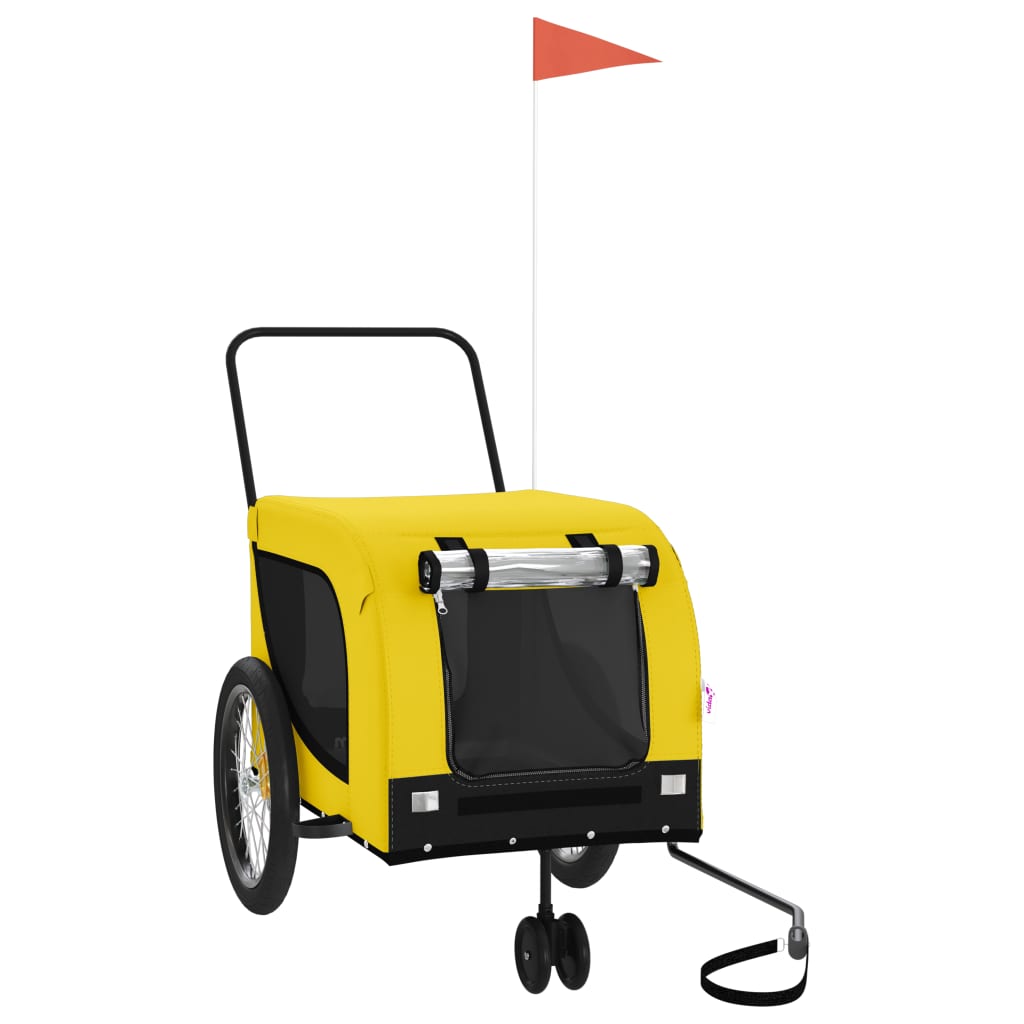 Τρέιλερ Ποδηλάτου Κατοικίδιων Κίτρινο/ΜαύροOxford/Σίδηρο