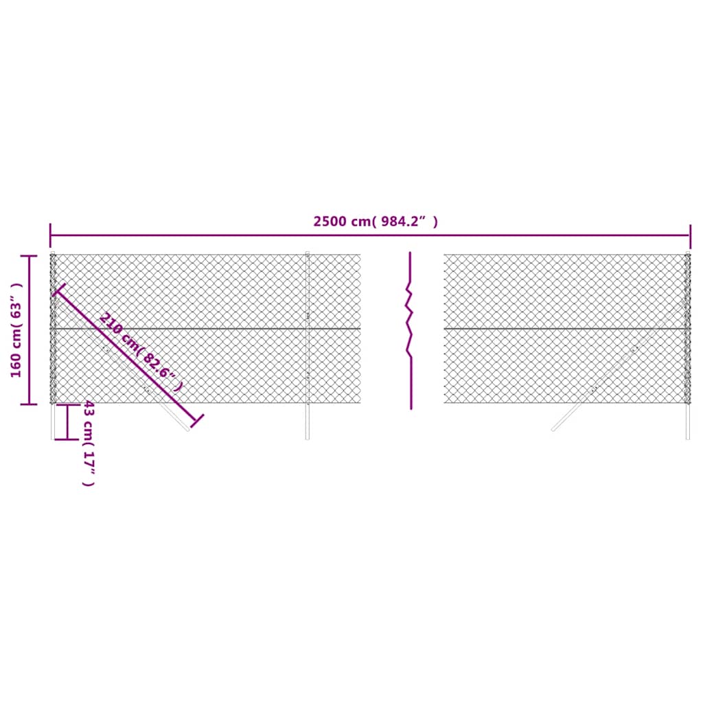 Συρματόπλεγμα Περίφραξης Ανθρακί 1,6 x 25 μ.