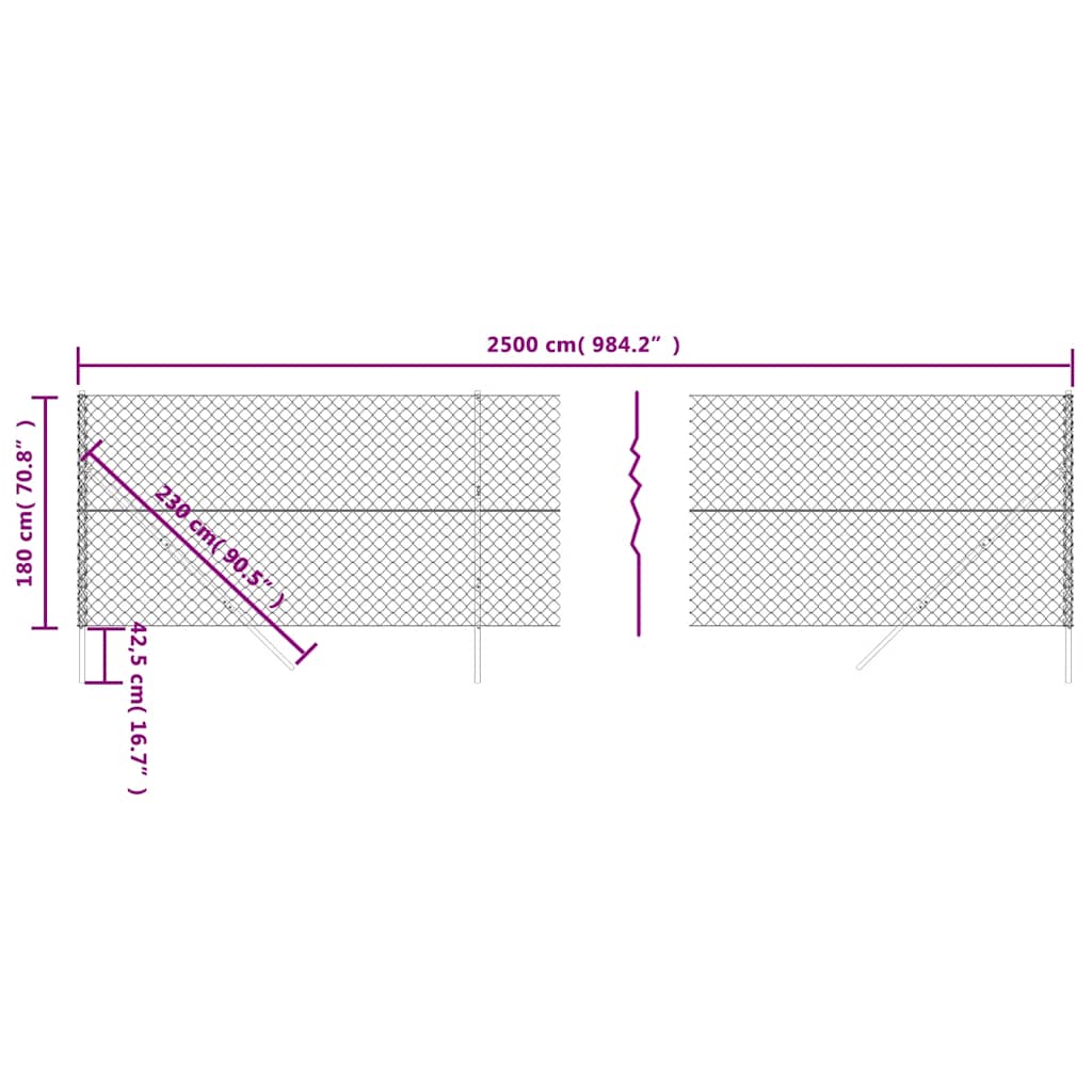 Συρματόπλεγμα Περίφραξης Ανθρακί 1,8 x 25 μ.