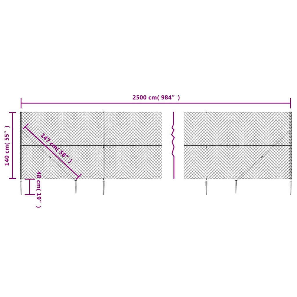 Συρματόπλεγμα Περίφραξης Ανθρακί 1,4 x 25 μ. με Καρφωτές Βάσεις