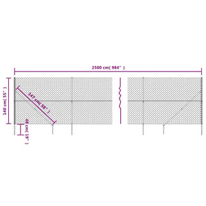 Συρματόπλεγμα Περίφραξης Ανθρακί 1,4 x 25 μ. με Καρφωτές Βάσεις