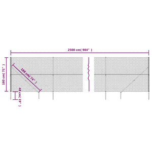 Συρματόπλεγμα Περίφραξης Ανθρακί 1,8 x 25 μ. με Καρφωτές Βάσεις