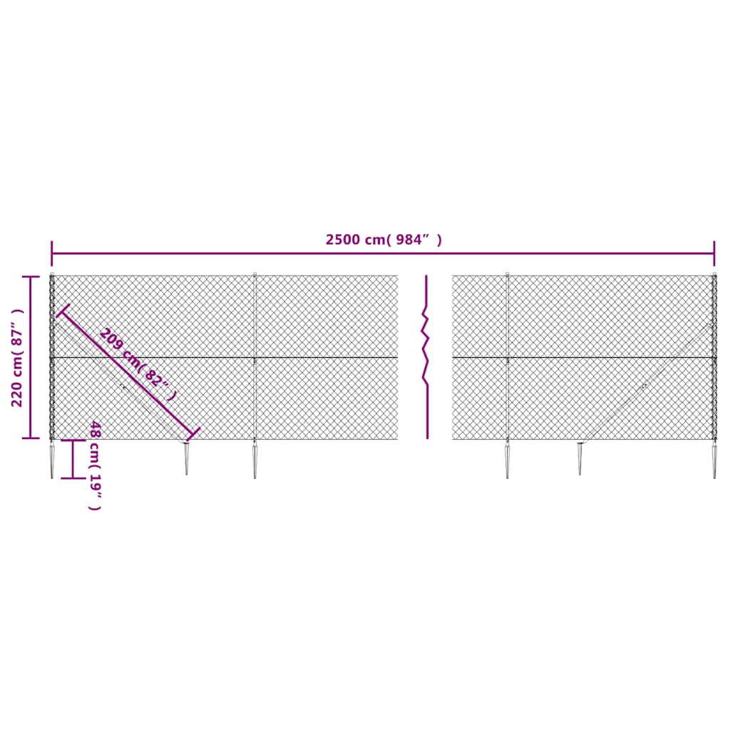 Συρματόπλεγμα Περίφραξης Ασημί 2,5 x 25 μ. με Καρφωτές Βάσεις