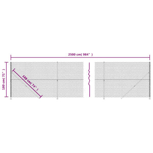Συρματόπλεγμα Περίφραξης Ασημί 1,8 x 25 μ. με Βάσεις Φλάντζα