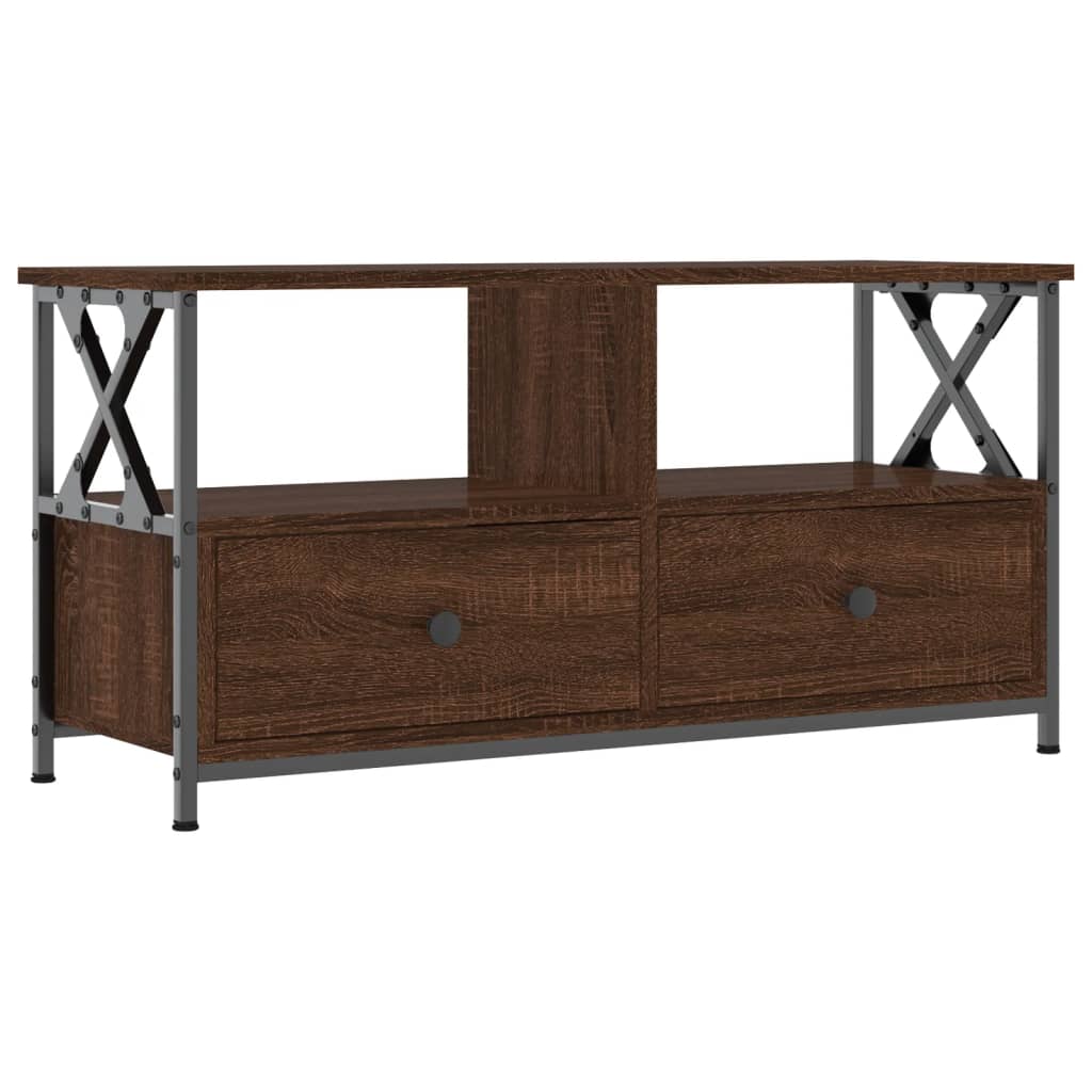 Έπιπλο Τηλεόρασης Καφέ Δρυς 90x33x45 εκ. Επεξ. Ξύλο/Σίδερο - Pakobazaar
