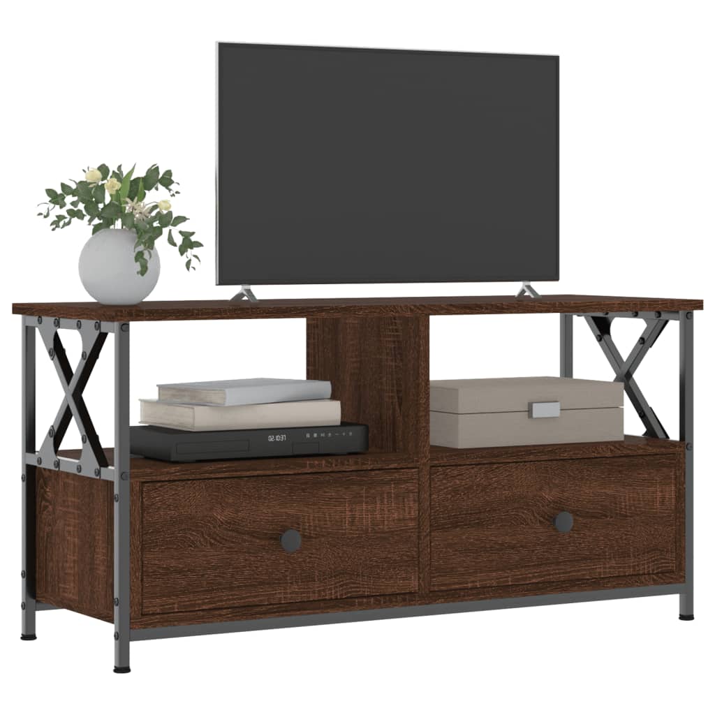 Έπιπλο Τηλεόρασης Καφέ Δρυς 90x33x45 εκ. Επεξ. Ξύλο/Σίδερο - Pakobazaar