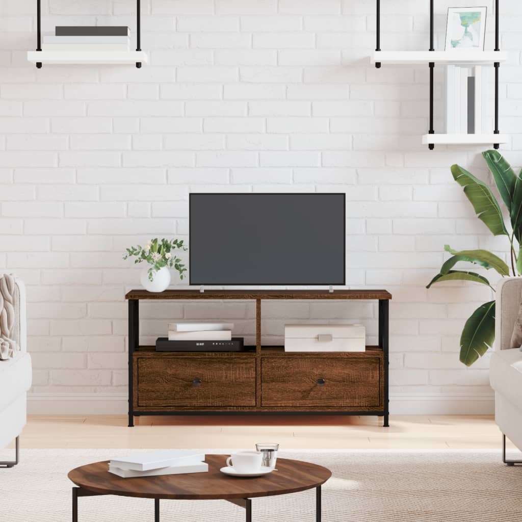 Έπιπλο Τηλεόρασης Καφέ Δρυς 90x33x45 εκ. Επεξ. Ξύλο/Σίδερο - Pakobazaar