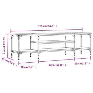 Έπιπλο Τηλεόρασης Μαύρο 161x35x45 εκ. Επεξεργασμένο Ξύλο/Σίδερο
