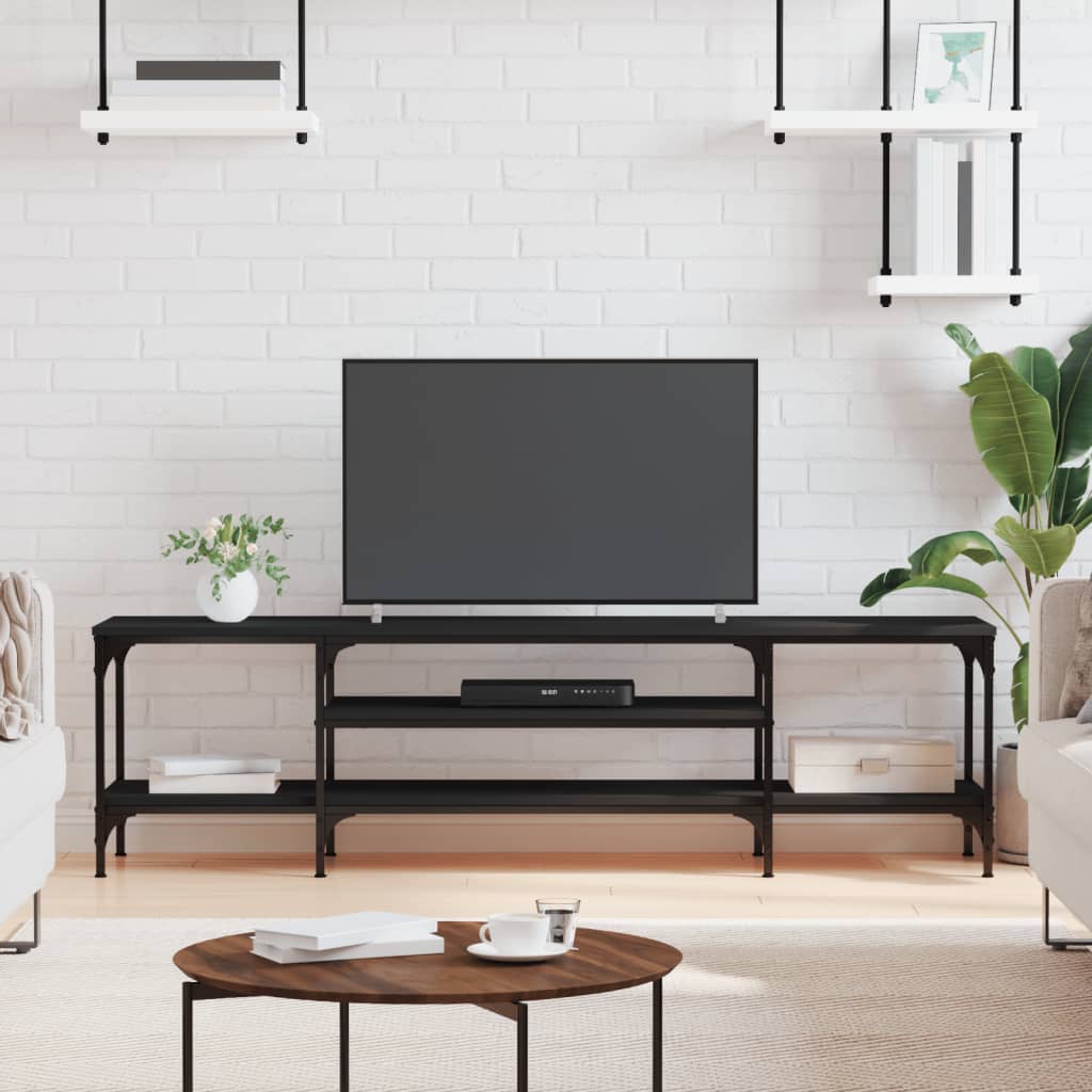 Έπιπλο Τηλεόρασης Μαύρο 161x35x45 εκ. Επεξεργασμένο Ξύλο/Σίδερο