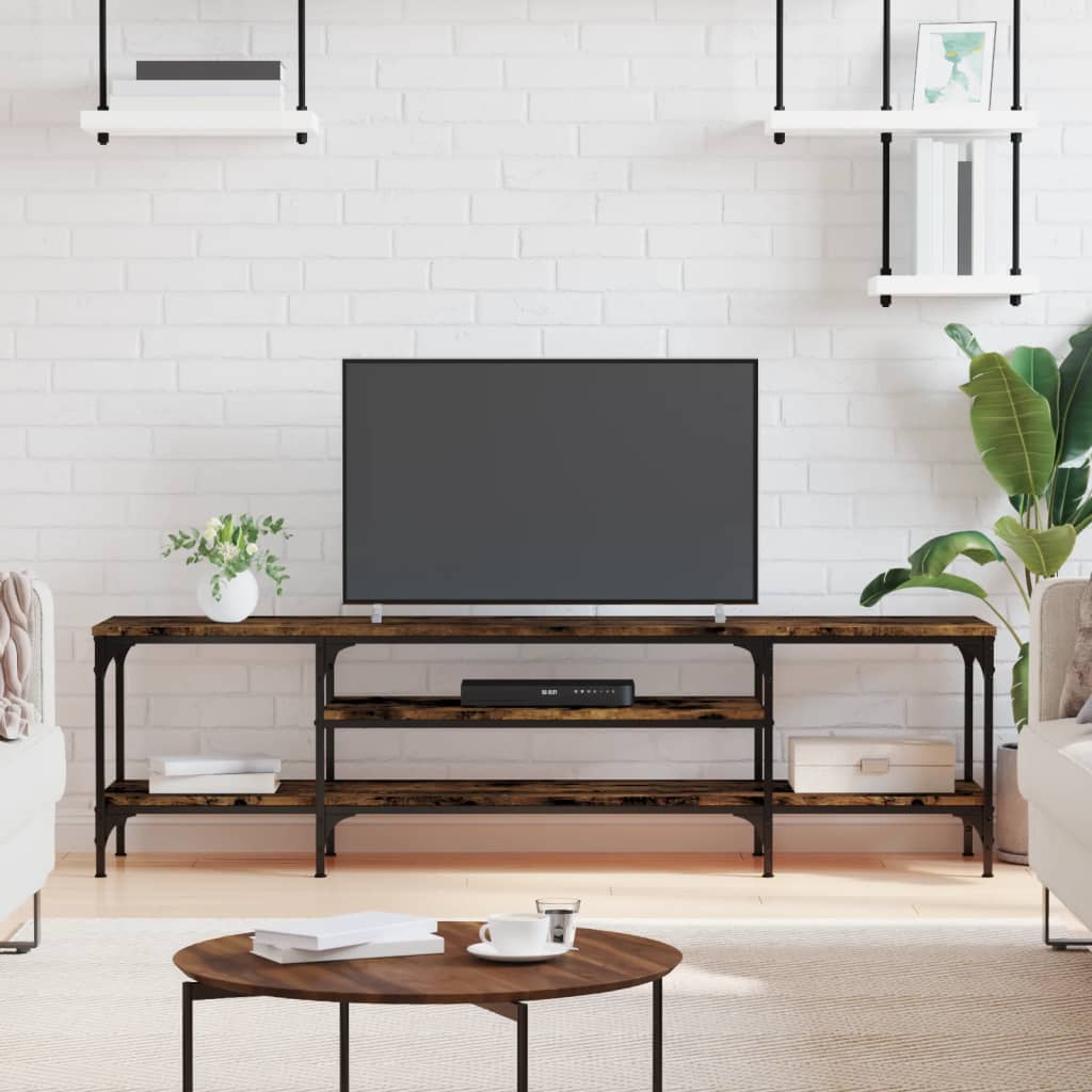 Έπιπλο Τηλεόρασης Καπνιστή Δρυς 161x35x45 εκ. Επεξ. Ξύλο/Σίδερο