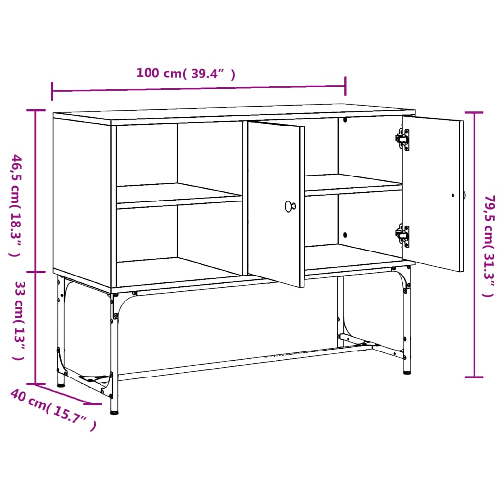 Ντουλάπι Γκρι Sonoma 100x40x79,5 εκ. από Επεξεργασμένο Ξύλο
