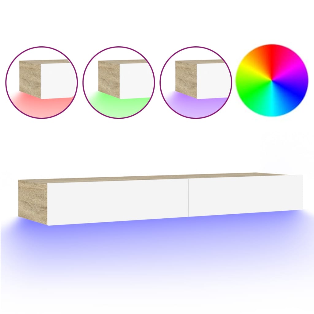 Έπιπλο Τηλεόρασης με LED Λευκό/Sonoma Δρυς 120 x 35 x 15,5 εκ.