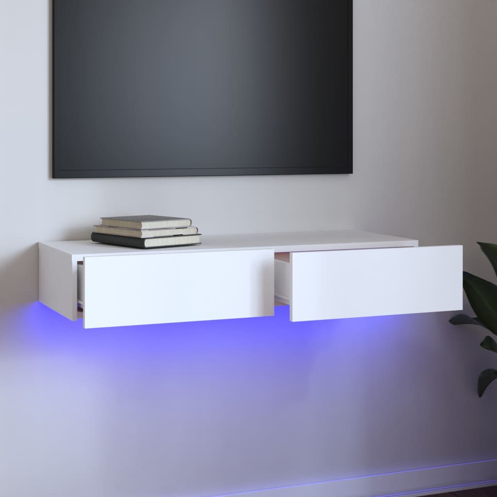 Έπιπλο Τηλεόρασης με LED Λευκό 90x35x15,5 εκ. - Pakobazaar
