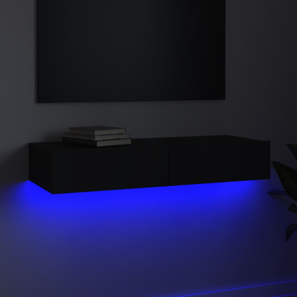 Έπιπλο Τηλεόρασης με LED Μαύρο 90x35x15,5 εκ.