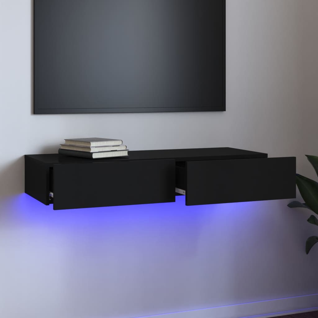 Έπιπλο Τηλεόρασης με LED Μαύρο 90x35x15,5 εκ.