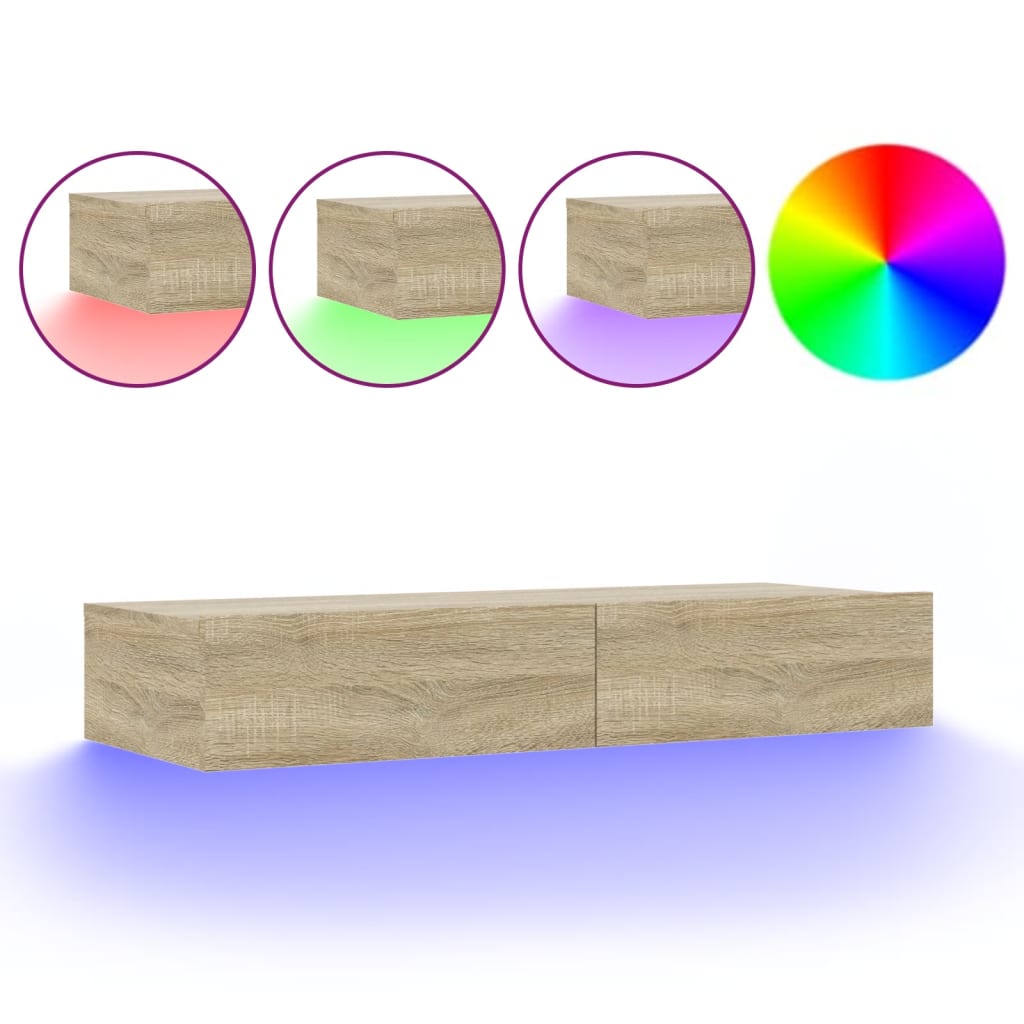 Έπιπλο Τηλεόρασης με LED Sonoma Δρυς 90 x 35 x 15,5 εκ. - Pakobazaar
