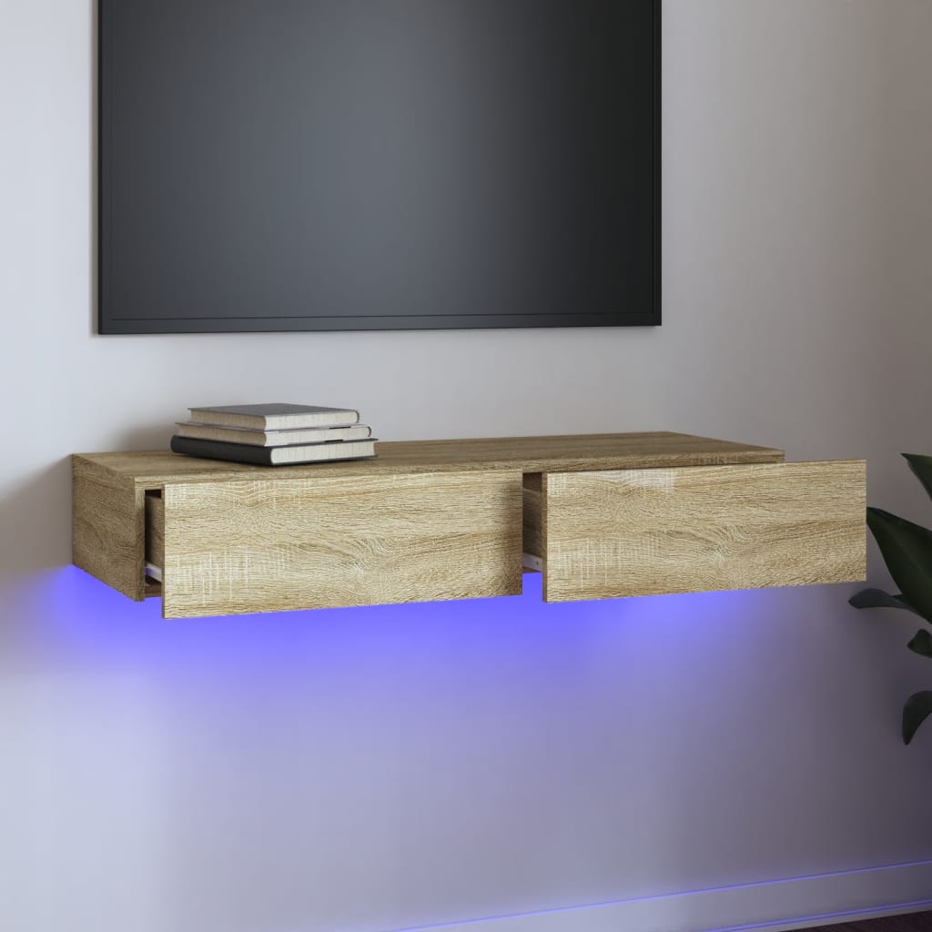 Έπιπλο Τηλεόρασης με LED Sonoma Δρυς 90 x 35 x 15,5 εκ. - Pakobazaar