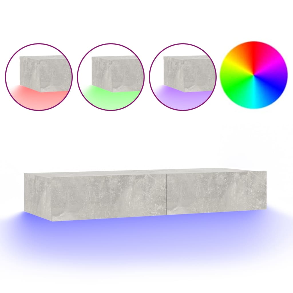 Έπιπλο Τηλεόρασης με LED Γκρι Σκυροδέματος 90x35x15,5 εκ.