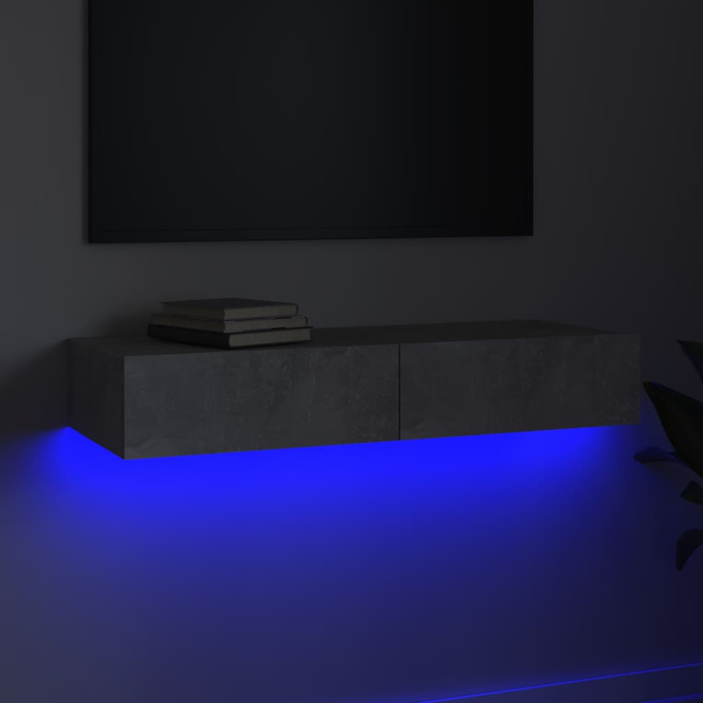 Έπιπλο Τηλεόρασης με LED Γκρι Σκυροδέματος 90x35x15,5 εκ.