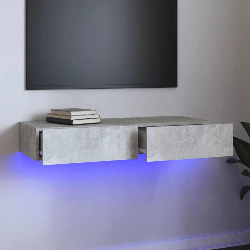 Έπιπλο Τηλεόρασης με LED Γκρι Σκυροδέματος 90x35x15,5 εκ.