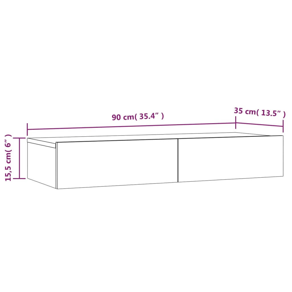Έπιπλο Τηλεόρασης με LED Λευκό/Sonoma Δρυς Oak 90x35x15,5 εκ.
