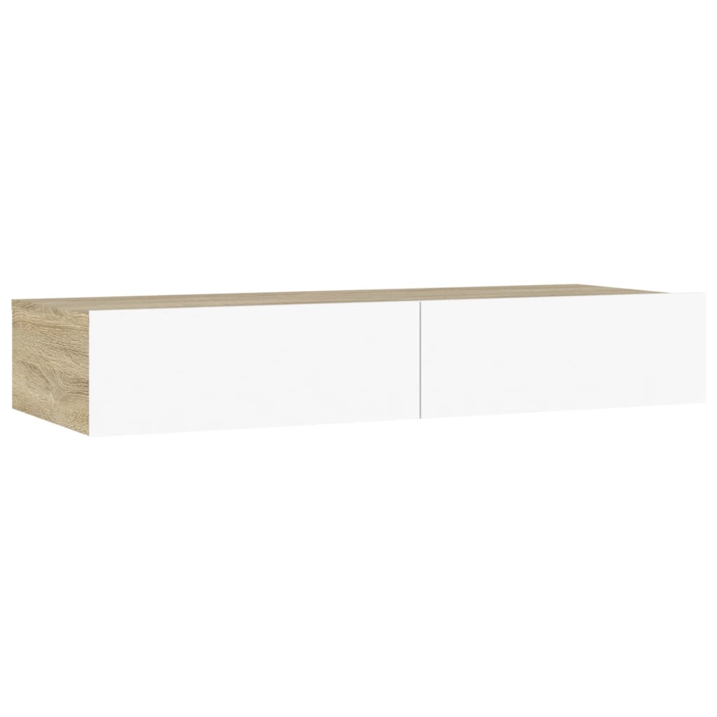Έπιπλο Τηλεόρασης με LED Λευκό/Sonoma Δρυς Oak 90x35x15,5 εκ.