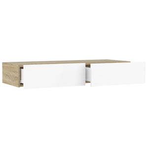 Έπιπλο Τηλεόρασης με LED Λευκό/Sonoma Δρυς Oak 90x35x15,5 εκ.