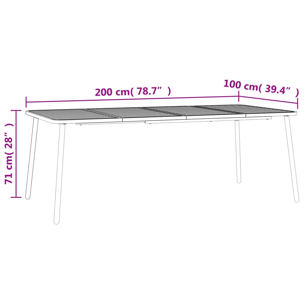 Τραπέζι Κήπου Ανθρακί 200x100x71 εκ. Ατσάλινο - Pakobazaar