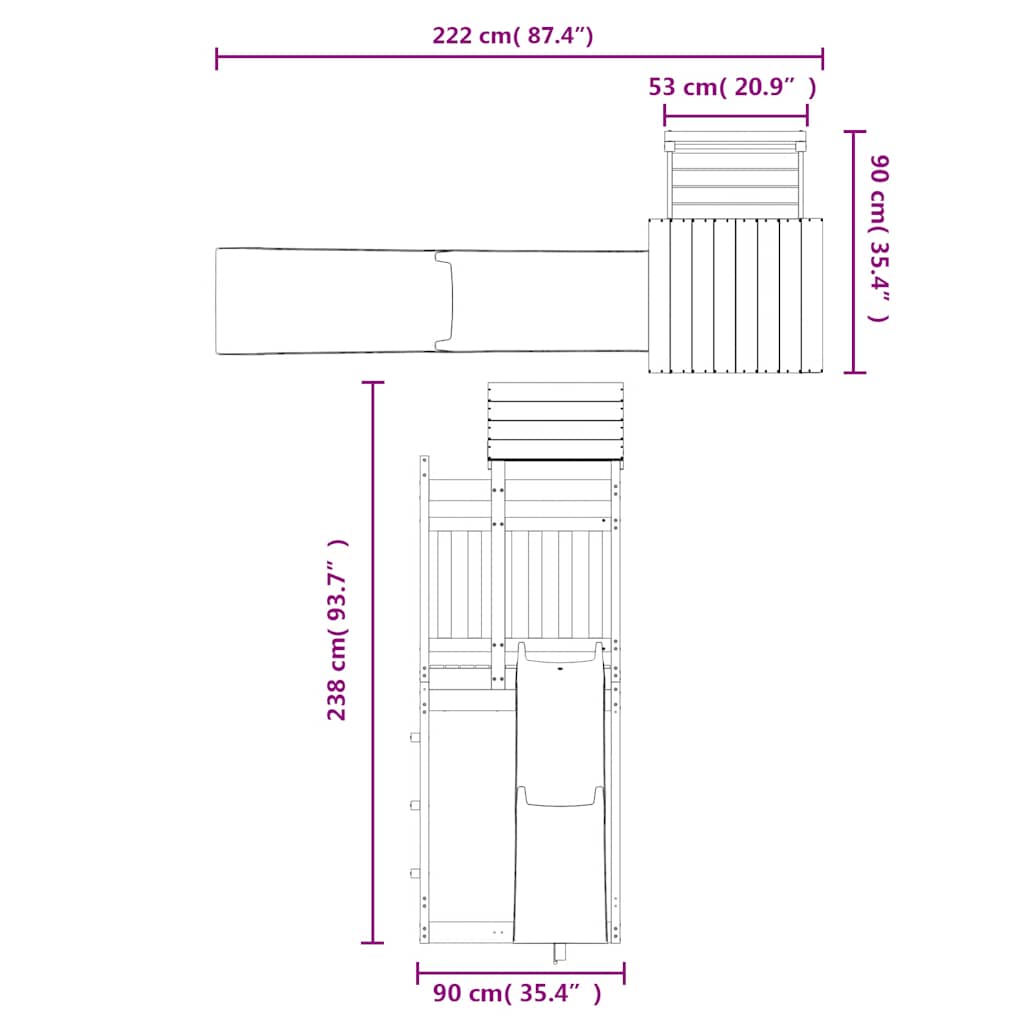 Παιδική Χαρά Εξωτερικού Χώρου από Μασίφ Ξύλο Πεύκου
