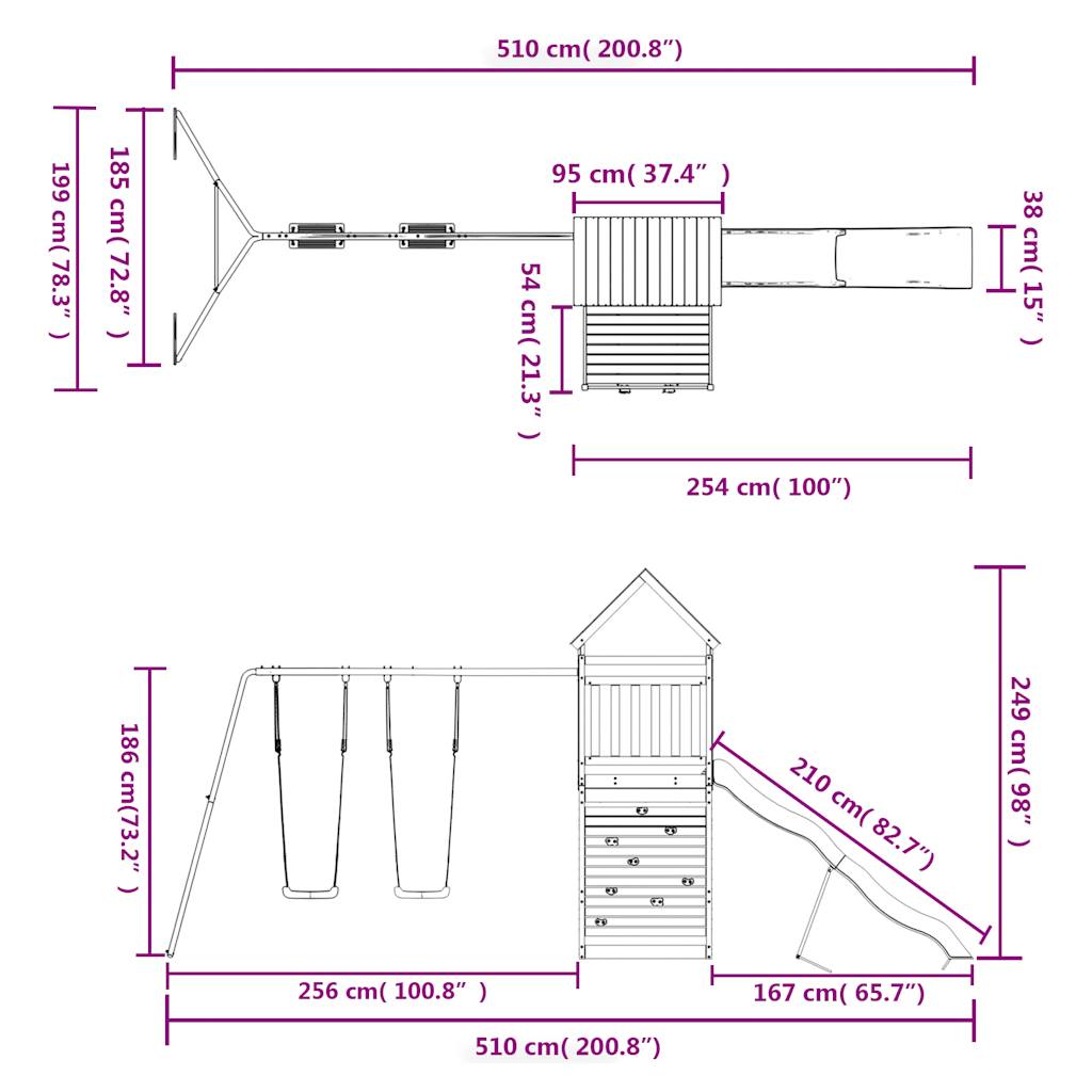 Παιδική Χαρά Εξωτερικού Χώρου από Μασίφ Ξύλο Ψευδοτσούγκας