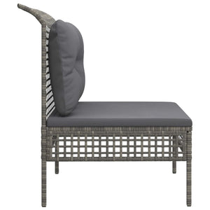 Καναπές Κήπου Μεσαίος Γκρι από Συνθετικό Ρατάν με Μαξιλάρι