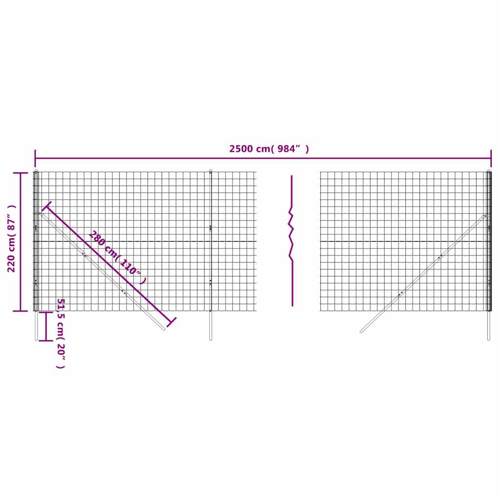 Συρματόπλεγμα Περίφραξης Πράσινο 1,2x25 μ. Γαλβανισμένο Ατσάλι