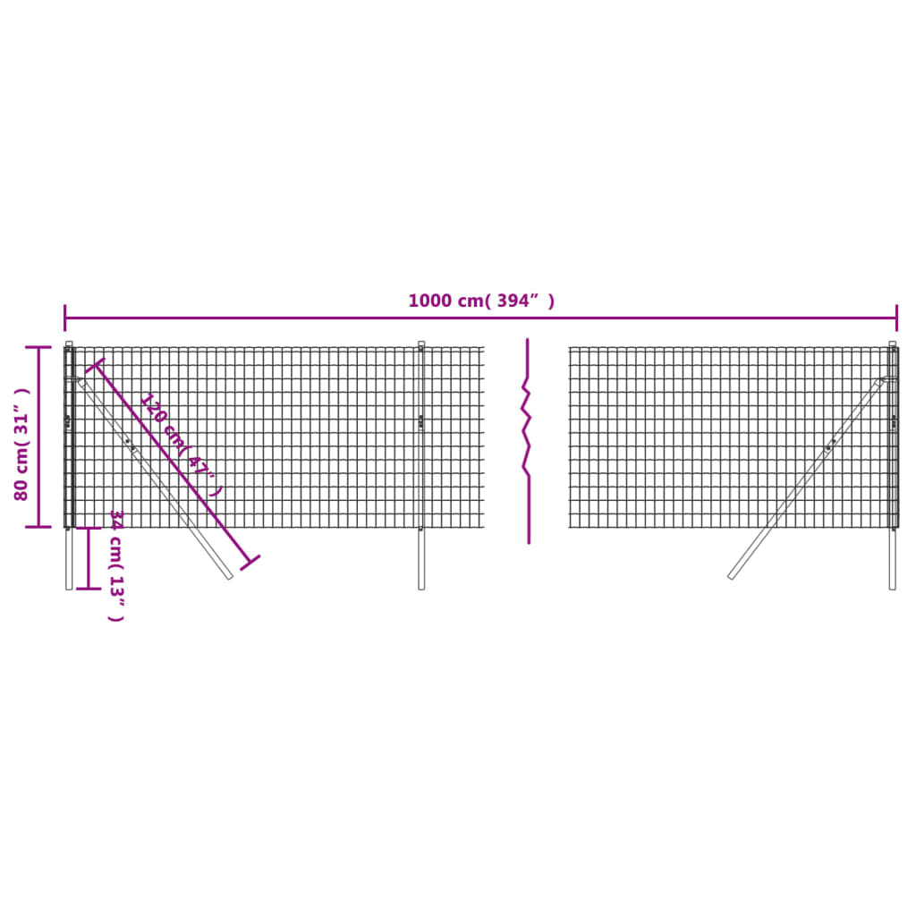 Συρματόπλεγμα Περίφραξης Ανθρακί 0,8 x 10 μ. από Γαλβαν. Ατσάλι