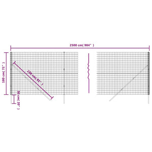 Συρματόπλεγμα Περίφραξης Ανθρακί 1,8x25 μ. Γαλβανισμένο Ατσάλι - Pakobazaar