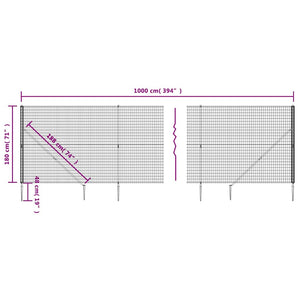 Συρματόπλεγμα Περίφραξης Ανθρακί 1,8 x 10 μ. με Καρφωτές Βάσεις