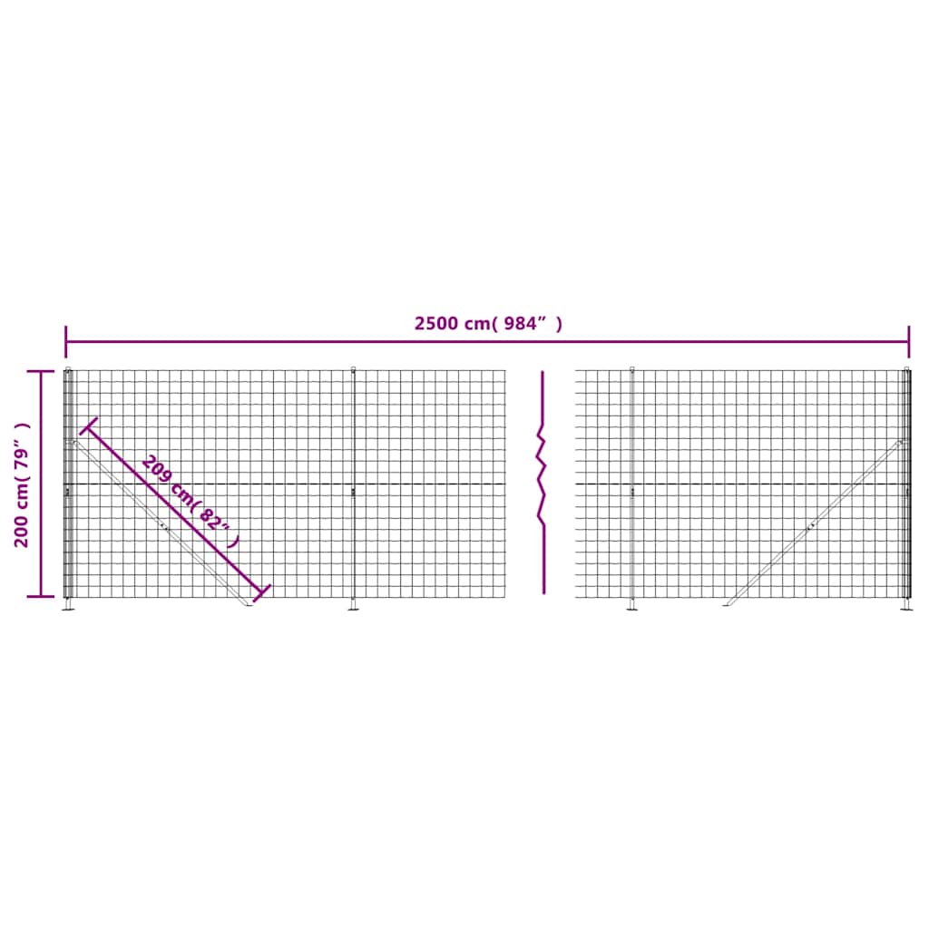 Συρματόπλεγμα Περίφραξης Ανθρακί 2 x 25 μ. με Βάσεις Φλάντζα - PAKOBAZAAR